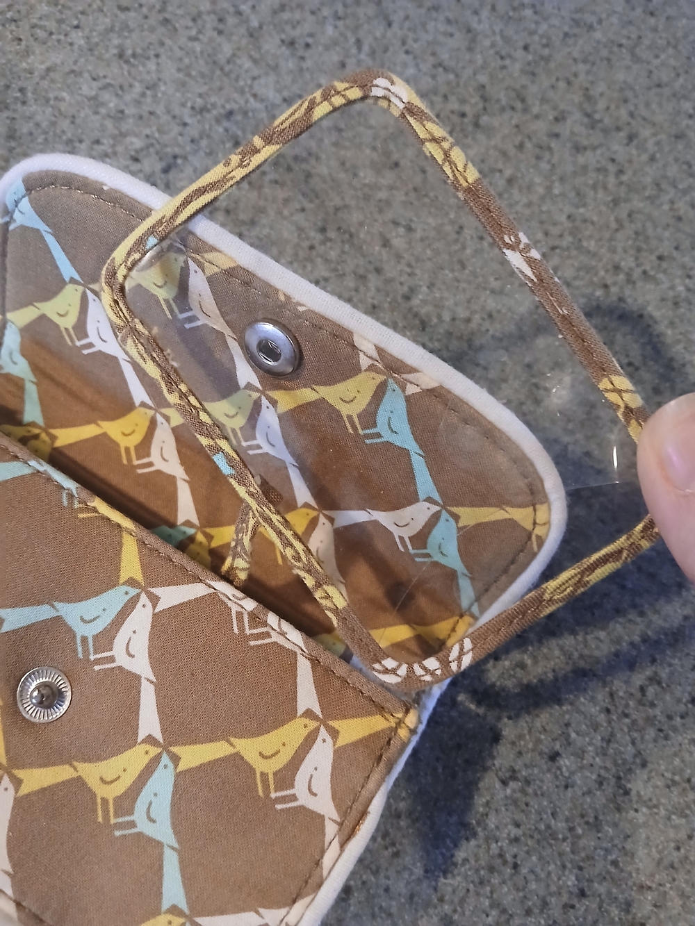 Vera Bradley Canvas Bird-Print Wallet in Brown and Yellow - Picture 9 of 10